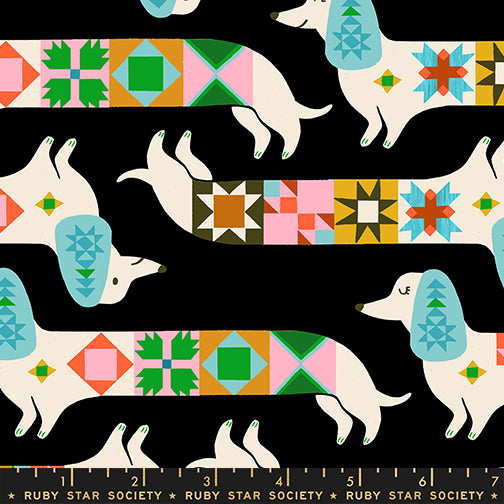 Quilty Dog in Soft Black fabric from 1-800 Notion by Ruby Star Society