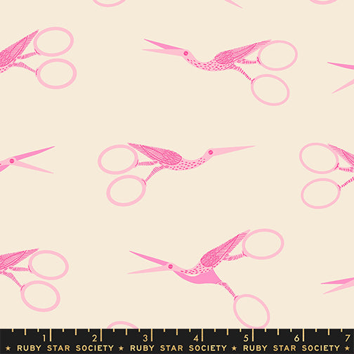 Stork Scissors in Shell fabric from 1-800 Notion by Ruby Star Society