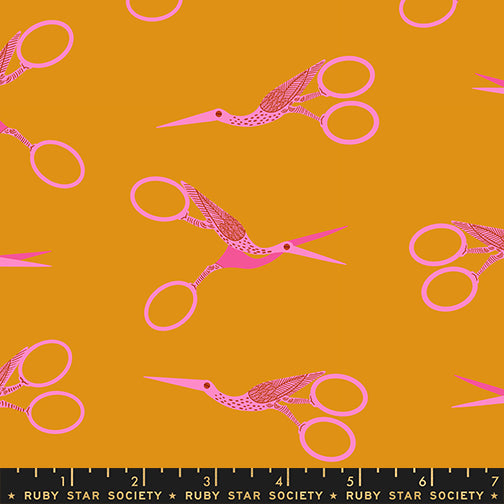 Stork Scissors in Honey fabric from 1-800 Notion by Ruby Star Society