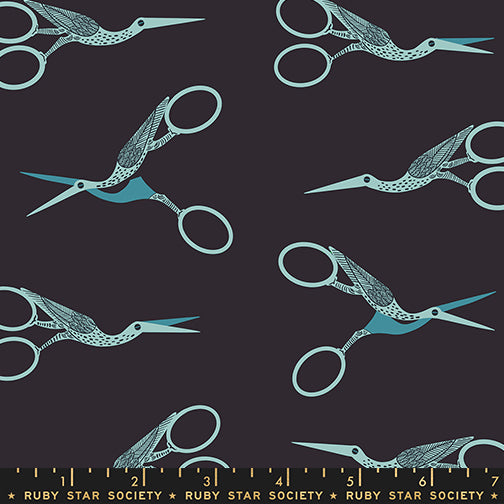 Stork Scissors in Soft Black fabric from 1-800 Notion by Ruby Star Society