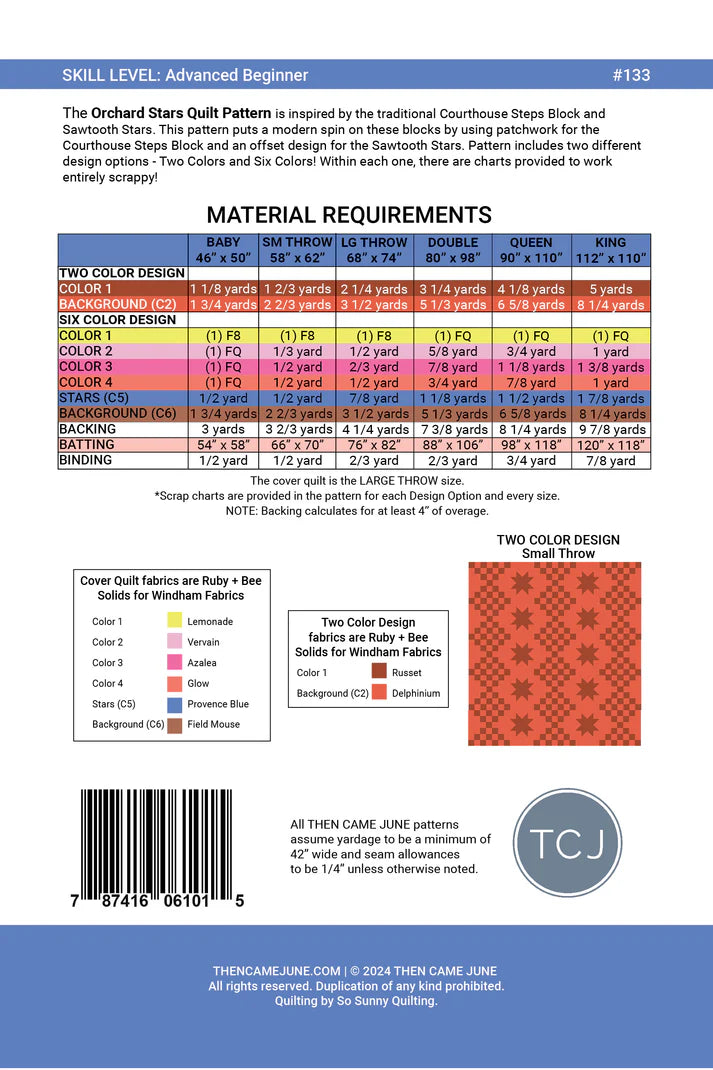 Orchard Stars Quilt Pattern by Then Came June